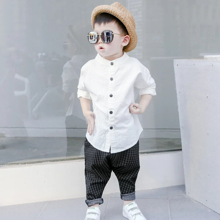 Summer Baby Boys  Shirts Toddler Boy Cotton Linen Long Sleeve shirt 1-6 Yrs Kids Shirt Casual Children