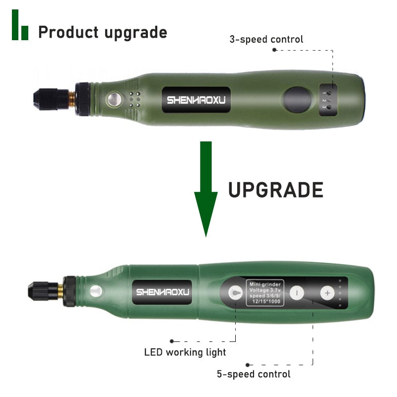 Cordless Grinder Electric Drill 5-Speed Adjustable Engraving Pen Cutting Polishing Drilling Rotary Tool With Dremel Accessories