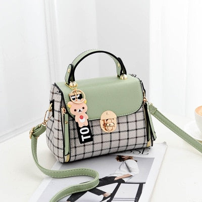 OkoLive SB0046 Korean New Fashion Women School Cute Litter Bear PU Leather Waterproof Handbag Simple Women&