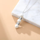 JewelOra Personalized Engraving Pearl Necklace Stainless Steel Custom Name Beads Pendant Necklaces Jewelry Anniversary Gifts