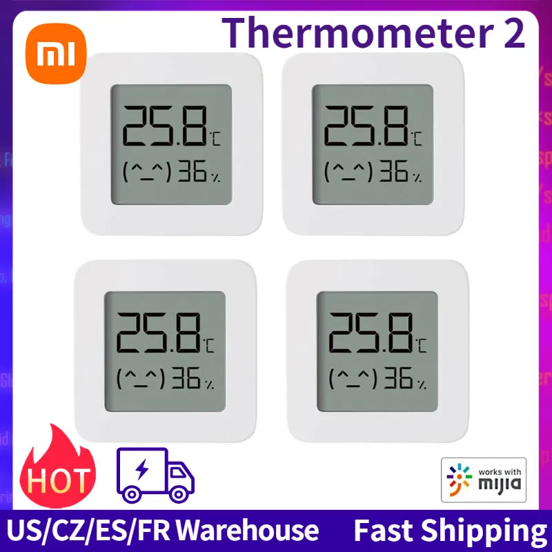 1-4Pcs Xiaomi Mijia BT Digital Thermometer 2 Wireless Smart Electric Digital Hygrometer Humidity Sensor Work With Mijia APP