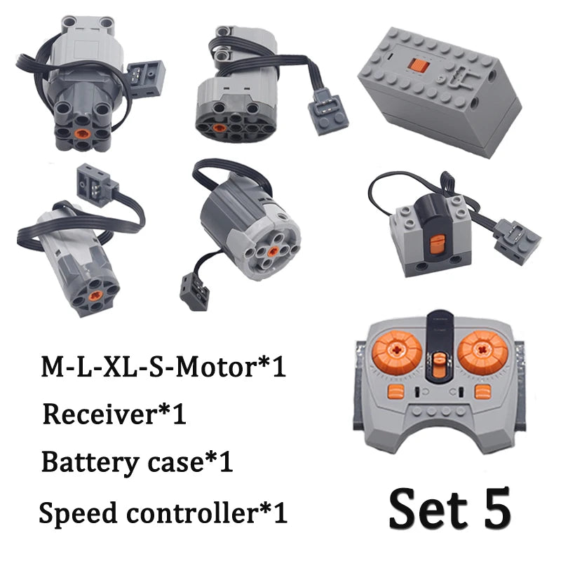 Technical Enhanced Motor Kit Power Function Switch IR Remote Control Receiver Battery Box Train Motors High-tech parts Sets