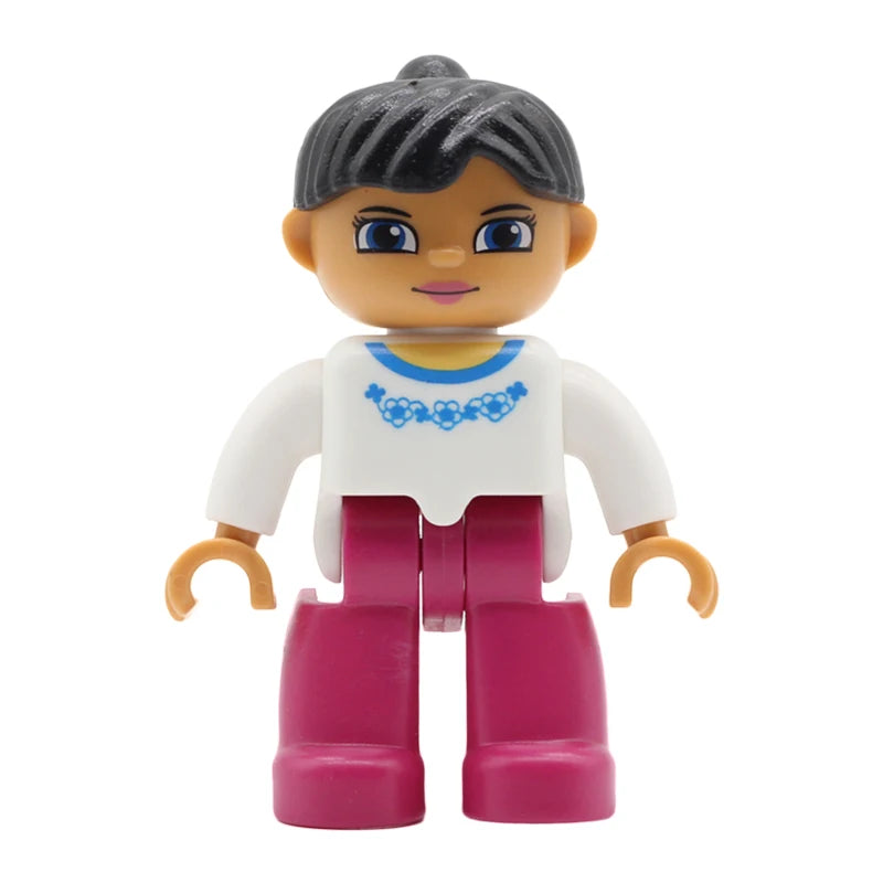 Big Size Action Figures City Princess Policemen Family Building Block Doll Character Accessory Assembly Toys for Children Gift