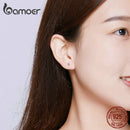 bamoer 925 Sterling Silver small Ball Sleeping Stud Earrings for Women Original Design Fine Jewelry Bijoux Brincos SCE581