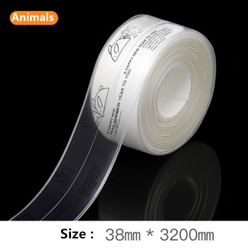 3.2Mx3.8CM Waterproof Bathroom Sink Sealing Strip Tape PVC Self Adhesive Mold Proof Wall Stickers for Kitchen Stove Toilet Gap