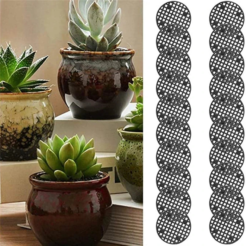 20Pcs Flower Pot Hole Mesh Pad Bonsai Pot Bottom Grid Mat Prevent Soil Loss Breathable Gasket Leakproof Drainage Bottom Mat