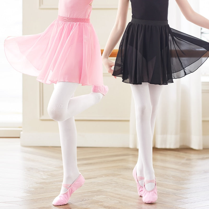 Girls Kids Ballet Skirt Sheer Chiffon Ballet Tutu Pink Kids Gymnastics Leotard Skirts Dance Skirt