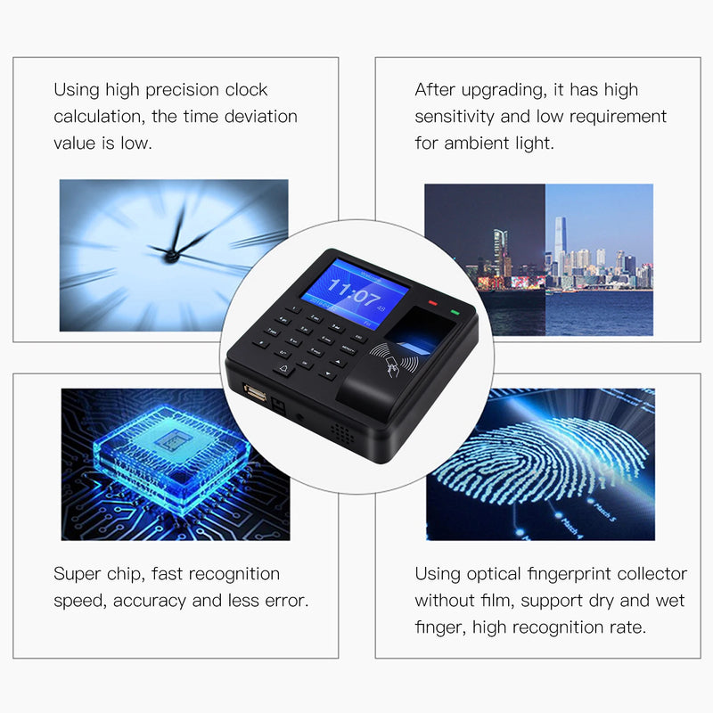 Access Control Time Attendance Machine Fingerprint/Password/ID Card Recognition Time Clock Employee Checking-in Recorder