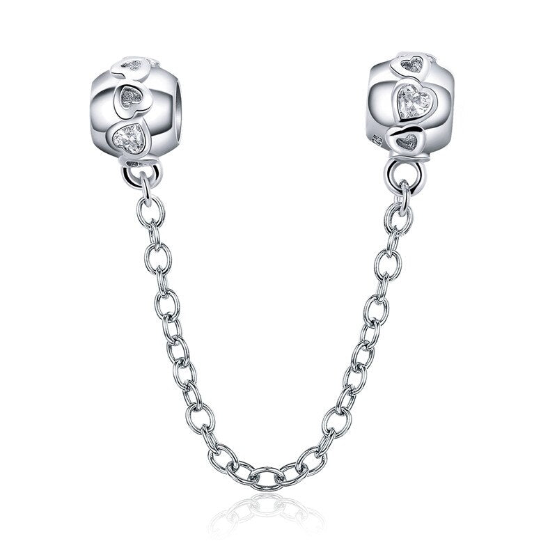 Genuine 925 Sterling Silver Love Connection Safety Chain Charm Fit Original wst Bracelet Pendant Authentic Jewelry C736