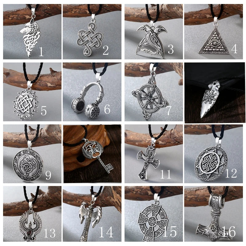CHENGXUN Viking Men Necklace Multiple Punk Gothic Style Norse Amulet Pendant Necklace Slavic Talisman Jewelry  for Boys