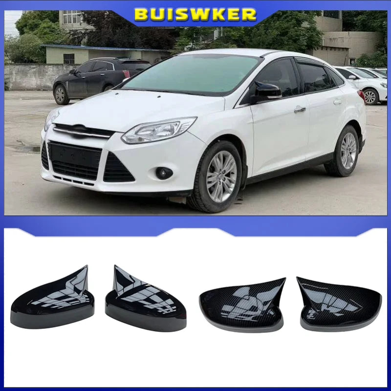 Carbon Fiber Bright black Side Rearview Mirror Cover For Ford Focus MK2 MK3 2008 2009 2010 2011 2012 2013 2014 2015 2016 2017