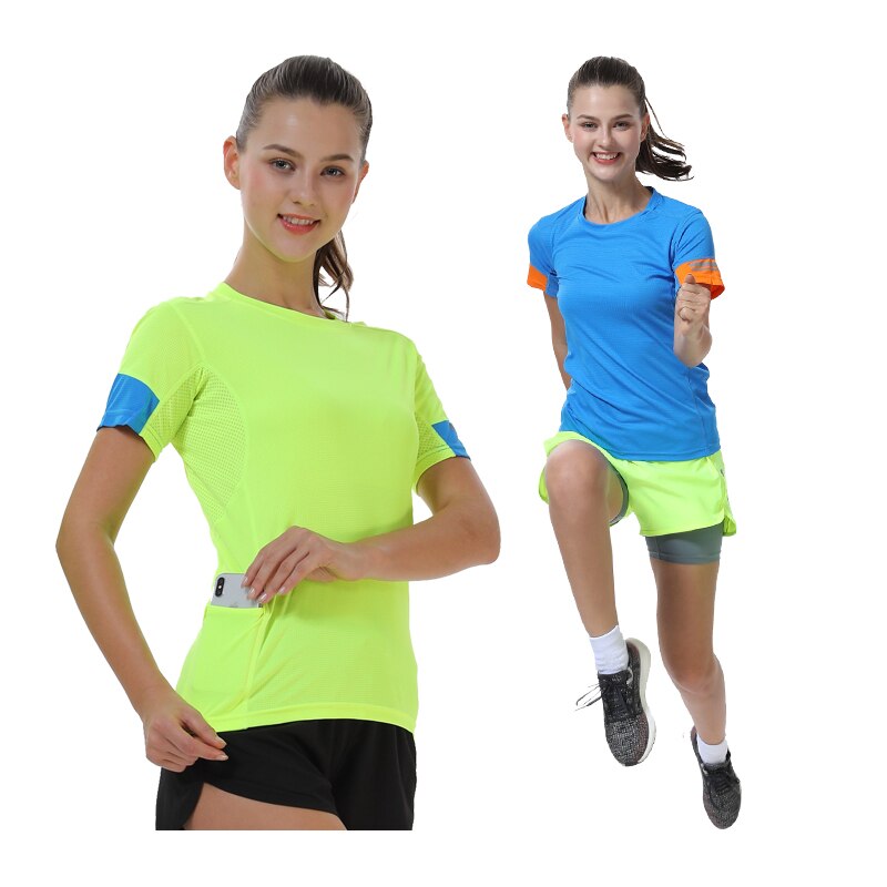 Sport Running T Shirt Women Quick Dry Marathon Active Tshirt Outdoor Training Jogging Shirt Pachwork Women Fitness Short Sleeve