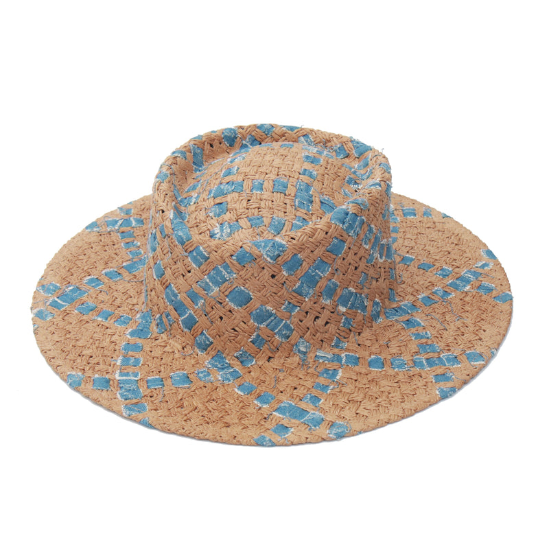 New Handmade Straw Beach Hat For Women Summer Holiday Panama Cap Fashion Concave Flat Sun Protection Visor Hats Wholesale