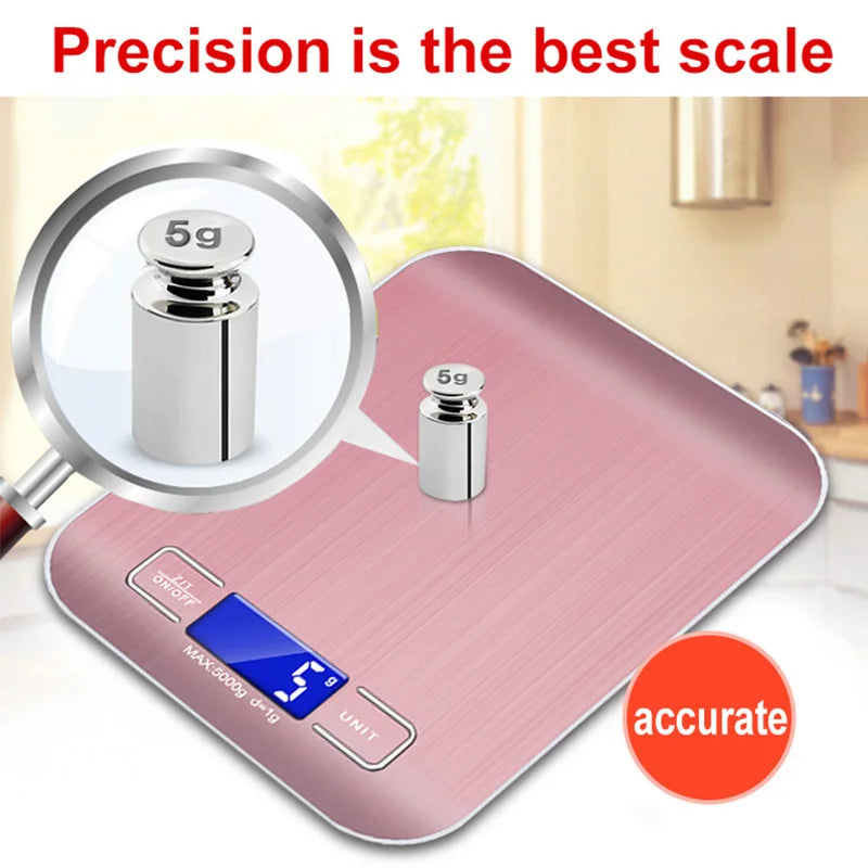Stainless steel USB digital kitchen scale 10kg 5kg precision electronic food scale for cooking and baking measuring tools