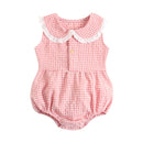 Sanlutoz Summer Cotton Baby Bodysuit Newborn Cute Plaid Clothing for Baby Girls Sleeveless Princess Toddler Infant Bodysuits