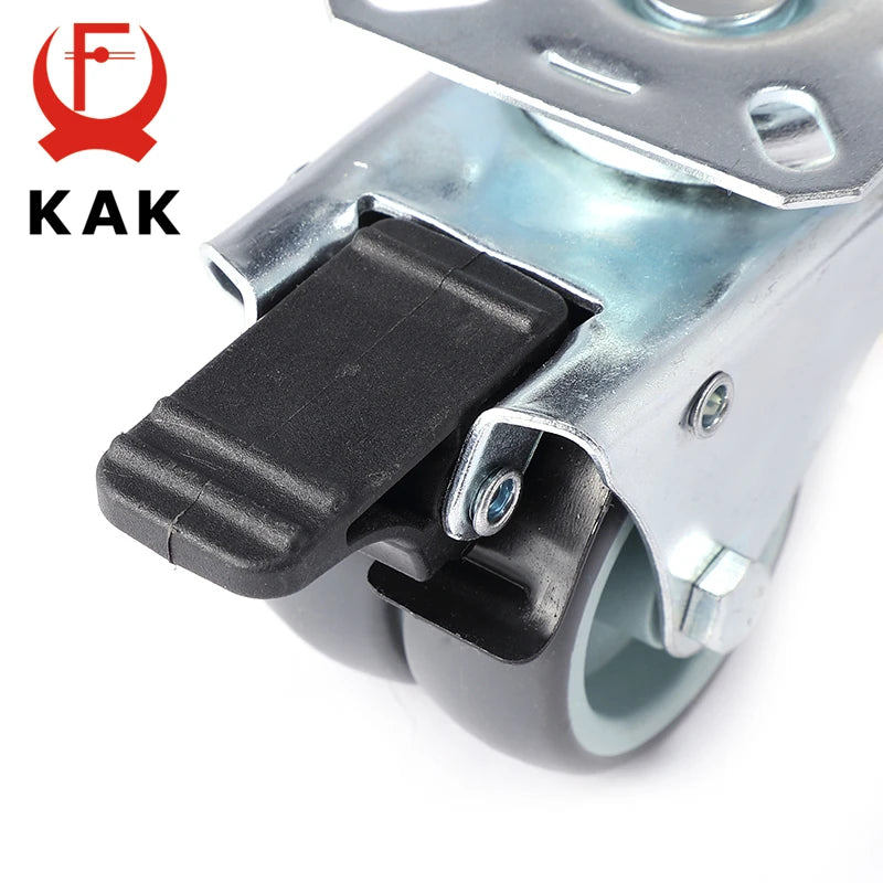 4pcs KAK Swivel Mute Wheel Caster Replacement 2 Inches 60KG Soft Rubber Safe Roller Furniture Wheels for Trolley Dining Table