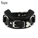 Punk Black Bell Lock PU Leather Necklaces for Women Cosplay Rock Geometry Rivet Collar Choker Necklaces Festival Jewelry