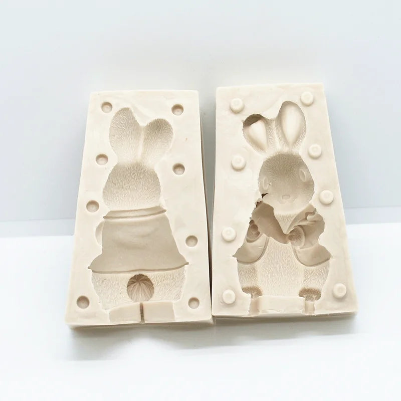 3d Cute Rabbit Silicone Mold Kitchen Resin Baking Tool Dessert Chocolate Lace Decoration Supplies DIY Cake Pastry Fondant Moulds