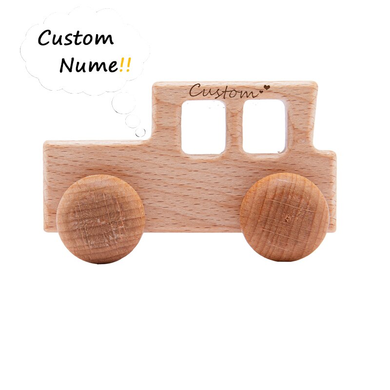 4Pcs Custom Wooden Toys Montessori Educational Beech Wood Car Children Cartoon Car Toy Baby Wood Gift For 2-6 Years Old Kids