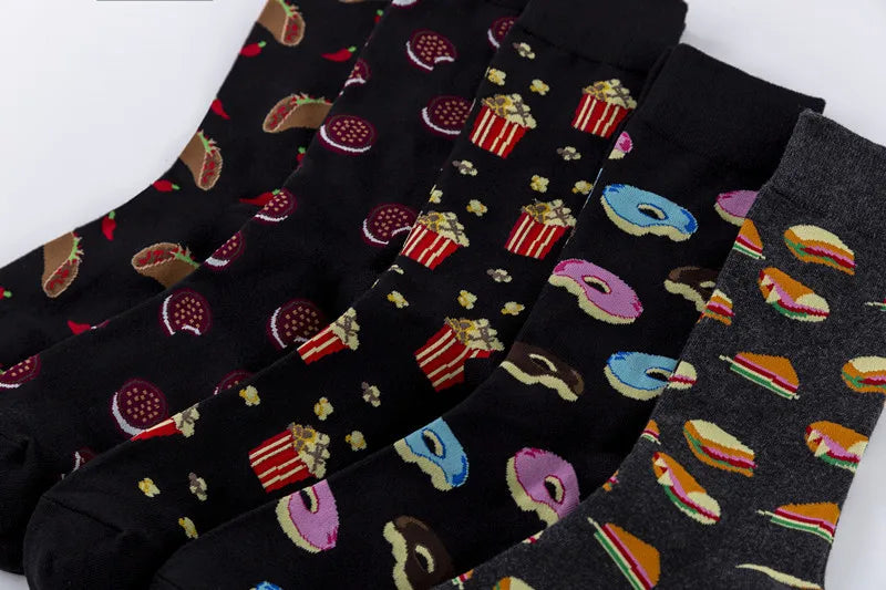 brand new men's socks colorful combed cotton crew socks Jacquard striped knee high socks for Funny men business casual dress