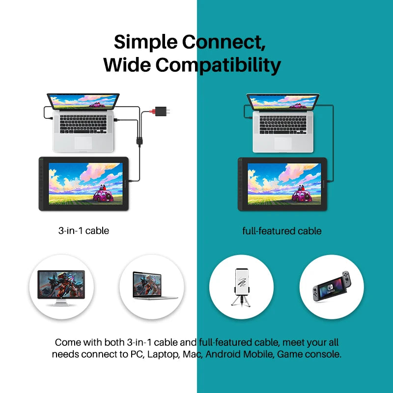 HUION New Arrival Kamvas 16(2021) Graphics Drawing Monitor Battery-free Digital Pen Tablet For Win/MAC And Android 120%s RGB