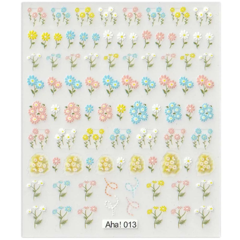 42Model Sticker Nail Decal 3D Adhesive Patch,Smile/Animal/Flower Nail Art Decorations Manicure Sticker Easter Day Design Decal-