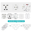 SRAN Wall Light switch 2gang 1/2way 16A 86mm*86mm white/black/gold/gray flame retardant pc panel with  iron plate rocker switch