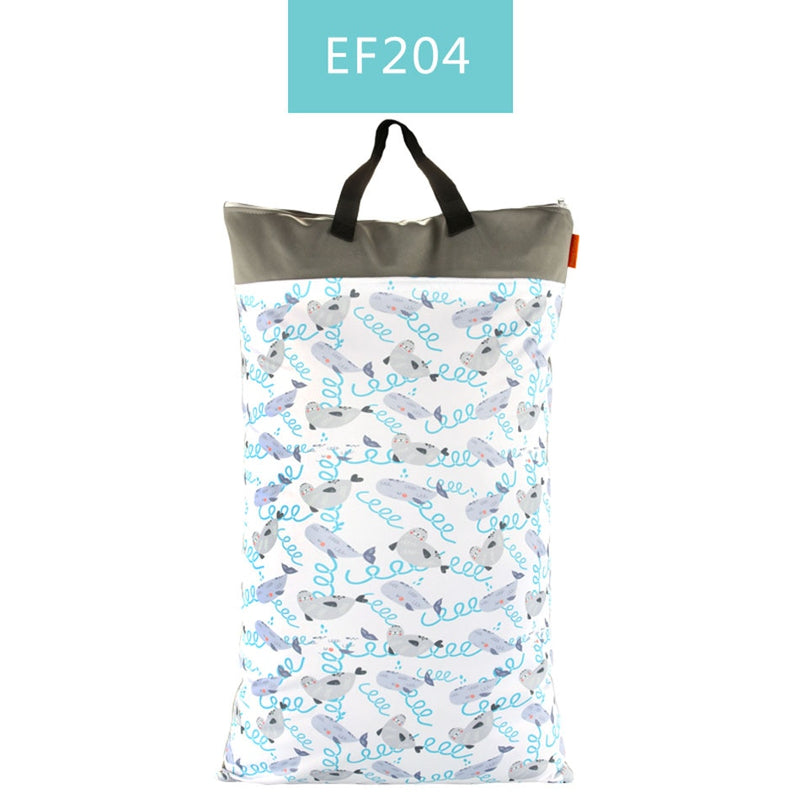 Happy flute 1 pcs Large Hanging Wet/Dry Pail Bag for Cloth Diaper,Inserts,Nappy, Laundry With Two Zippered Waterproof,Reusable