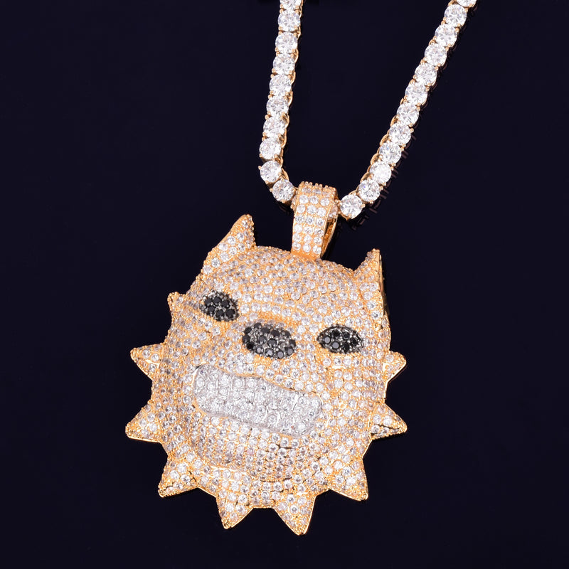 Animal Dog Head Necklace & Pendant Gold Color Bling Cubic Zircon Men's Hip Hop Rock Street Jewelry