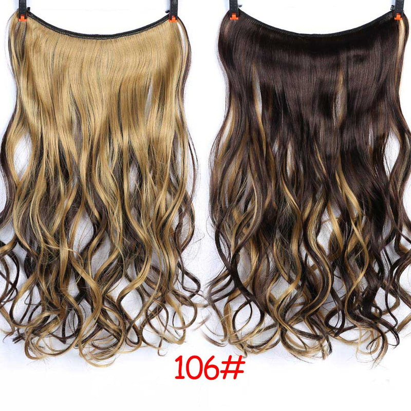 Allaosify 22 inches Clip on Wire Fish Line Hair Extensions Secret Invisible Wire One Piece for Ombre Hair Synthetic Hairpiece