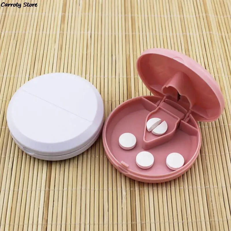 Portable Mini Smal Pill Cutter Splitter Divide Storage Case Medicine Cut Compartment Box Holder Pill Splitters