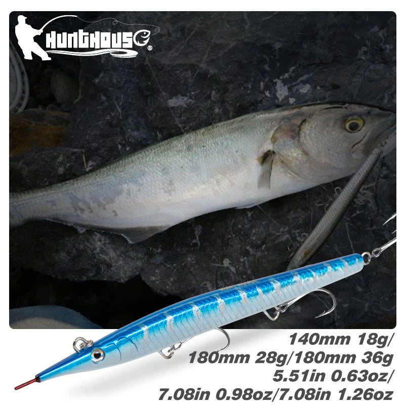 Hunthouse Sayoris Needle Pencil Fishing Lure Long Casting 140mm 180mm Sticibait Baits Sinking Jigging Lures Seabass Tackle