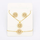 Hot Sale 26 Letters Jewelry Sets Necklace+Earrings+Bracelet For Women Initial Alphabet Charm Copper Zircon Party Wedding Gift