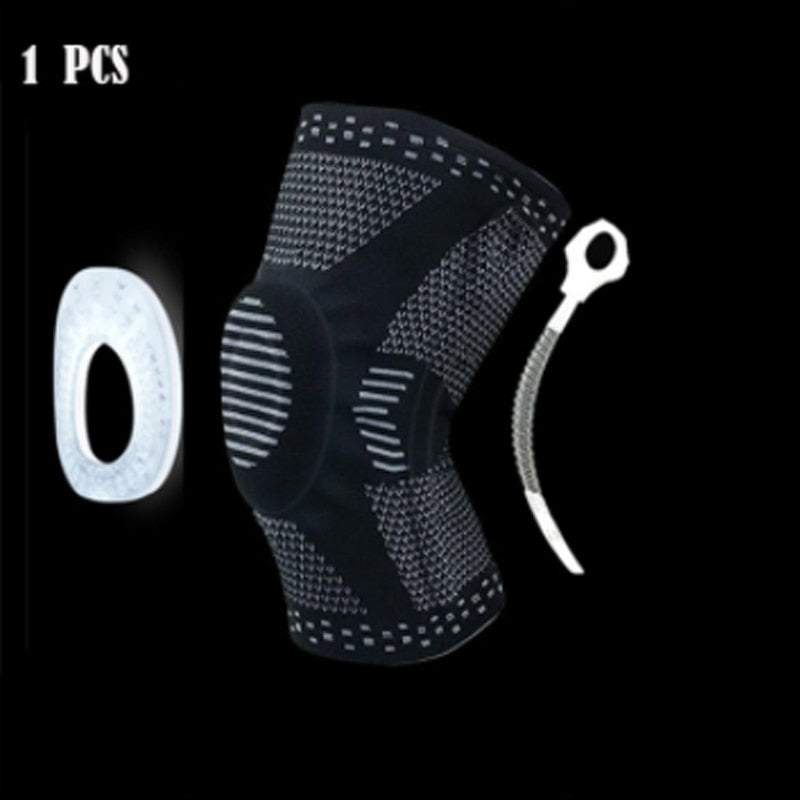 1 PC Silicone Padded Knee Pads Supports Brace Basketball Fitness Meniscus Patella Protection Knee pads Sports Safety Knee Sleeve