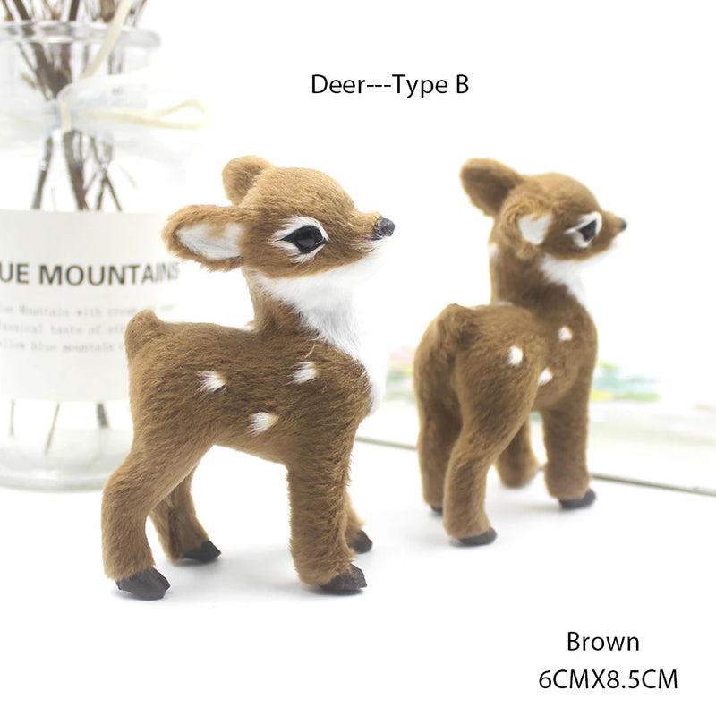 Simulation Christmas Deer Model Favor Xmas Home Decoration Craft Ornaments Display Table Reindeer Elk Animal Miniatures Kid Gift