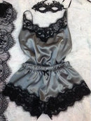 2024 New Women Bow Sleepwear Sleeveless Strap Nightwear Lace Trim Satin Cami Top Pajama Sets femme sexy lingerie pyjamas women