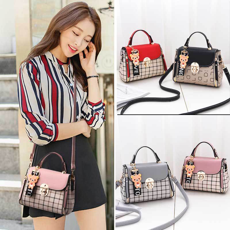 OkoLive SB0046 Korean New Fashion Women School Cute Litter Bear PU Leather Waterproof Handbag Simple Women&