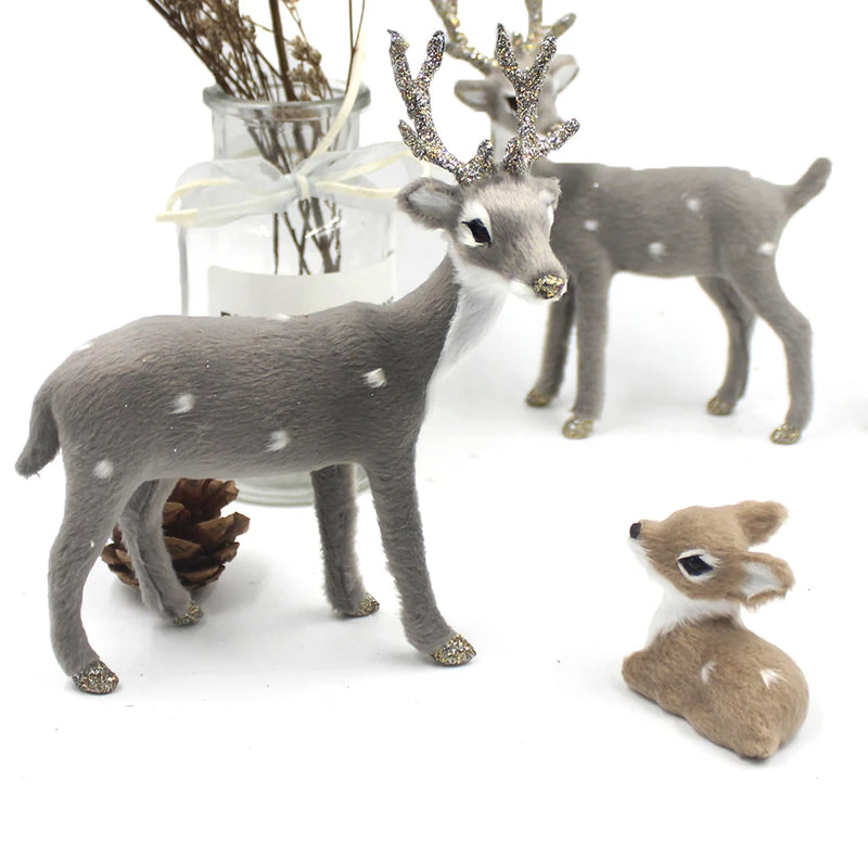 Simulation Christmas Deer Model Favor Xmas Home Decoration Craft Ornaments Display Table Reindeer Elk Animal Miniatures Kid Gift