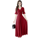 Chiffon dress 2020 Korean summer new fashion V-neck flared sleeves Slim was thin temperament big swing dress