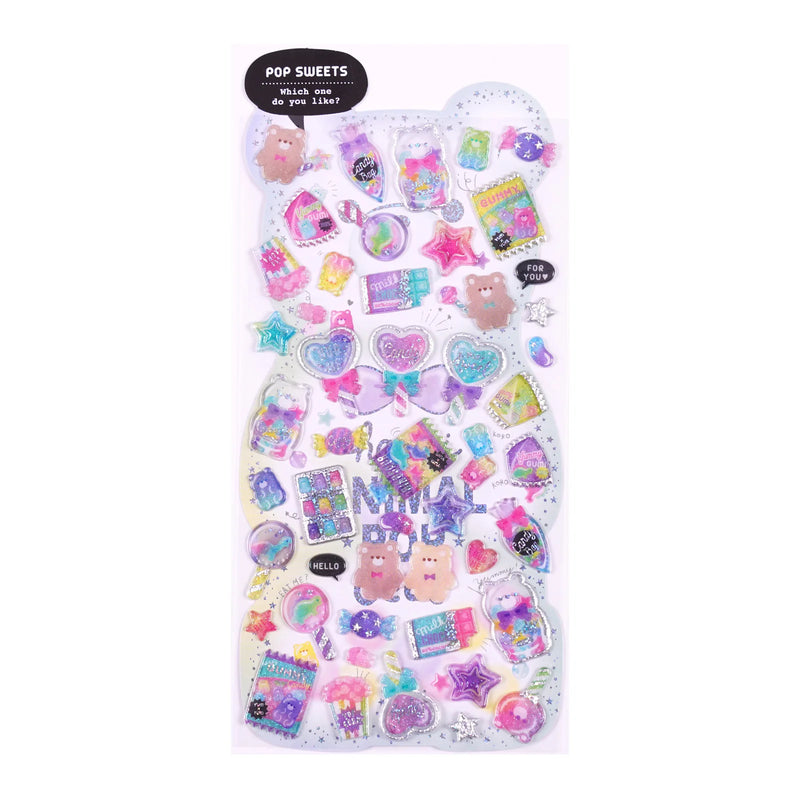 Kawaii Japanese Glittering Sugar Candy 3D PVC Stickers Scrapbooking Diy  Cute Diary Stationery Sticker Sheet