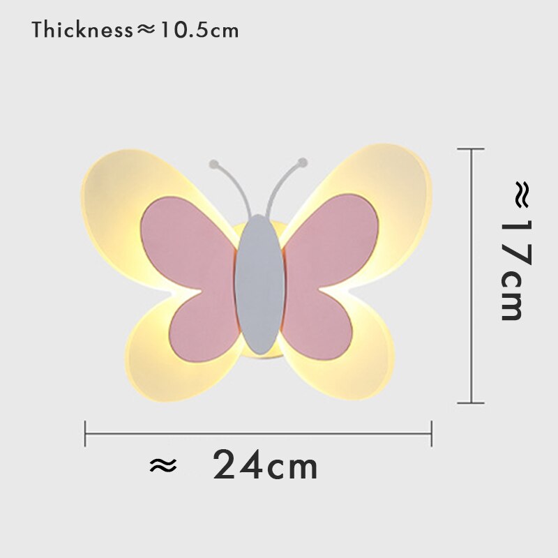 Butterfly Led Wall Sconce With Switch For Kids Bedroom Night Lights Deco Lamp For Girls Pink Fairy Nordic Nursery Decor HWL-044