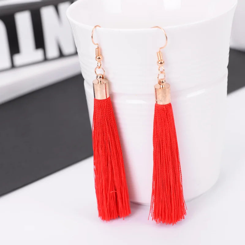 New Arrival 20 Colors Tassel Earrings for Women fashion earrings for women 2023 statement Earrings Simple Dangle Earrings Wholes