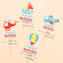Happy Birthday Cake Plane Car Bus Engineering Vehicle Decor Flag Kids Boys Party DIY Baking Supplies Cupcake Toppers Baby Shower