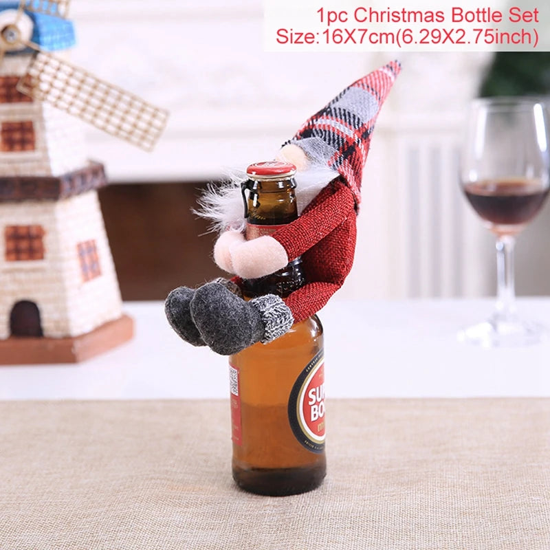 Christmas Wine Bottle Cover Merry Christmas Decorations For Home Christmas Ornament Xmas Table Decor New Year 2025 Navidad Gift