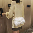 White Feather Handbag Women&