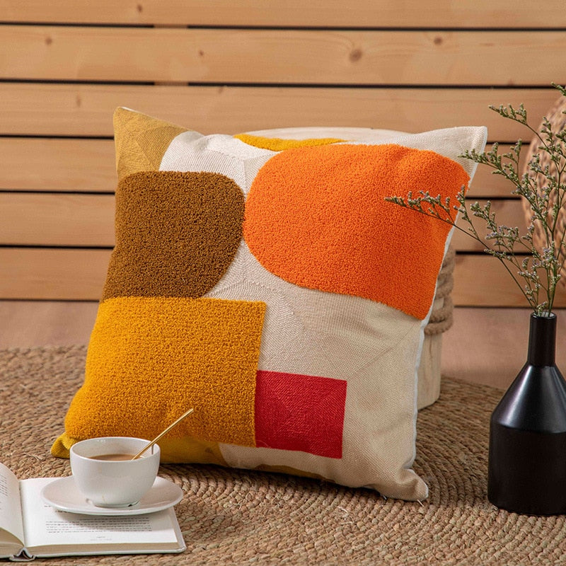 45x45cm/30x50cm Modern Geometric Soft Cozy Pillow Cover Cotton Canvas Towel-embroidered Sofa cushion cover Home Decoration