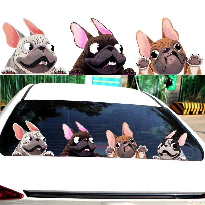 French Bulldog Car Sticker Pet Dog Vinyl Decal Animal Cartoon Auto Stickers Waterproof Bumper Accessories Decoration 12*14cm