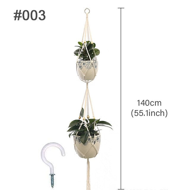 HUIRAN Flower Pot Net Bag Braided Vintage Decor Macrame Plant Hanger Hanging Flower Pot Decorative Hanging Baskets for Plants