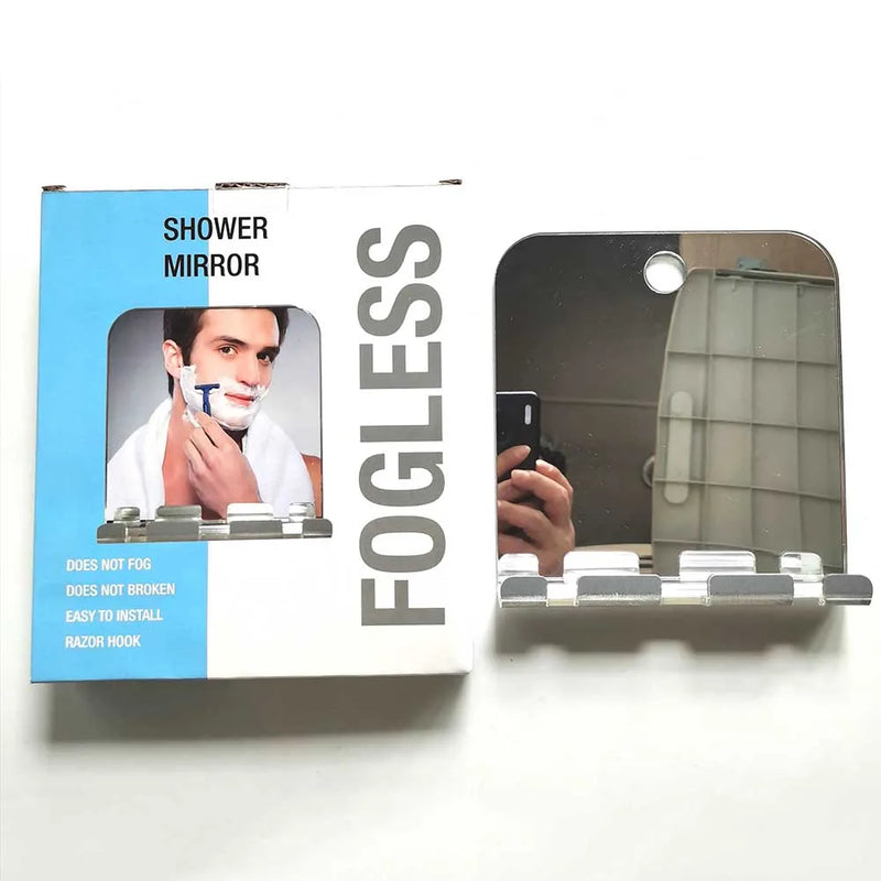 Unbreakable Anti-fogging Bathing Mirror for Shaving Razor Hook Holder Suction Cup to Washroom Wall Fogless Travel Mirror