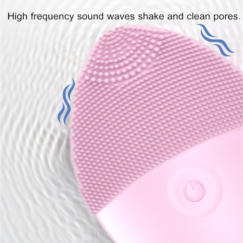 Silicone Electric Facial Cleansing Brush Vibration Face Cleaner Deep Cleaning Pores Face Skin Care Tools Massager Rejuvenation